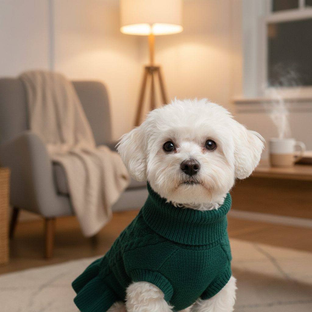 Chihuahua in green sweater
