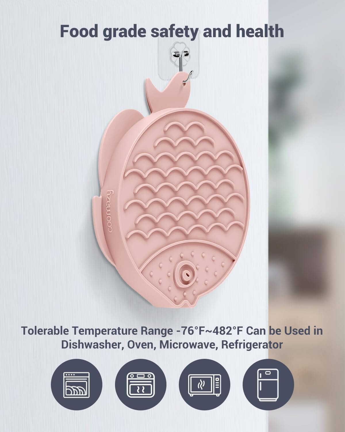 Cat slow feeder and lick mat made of food-grade material with temperature tolerance for versatile use.