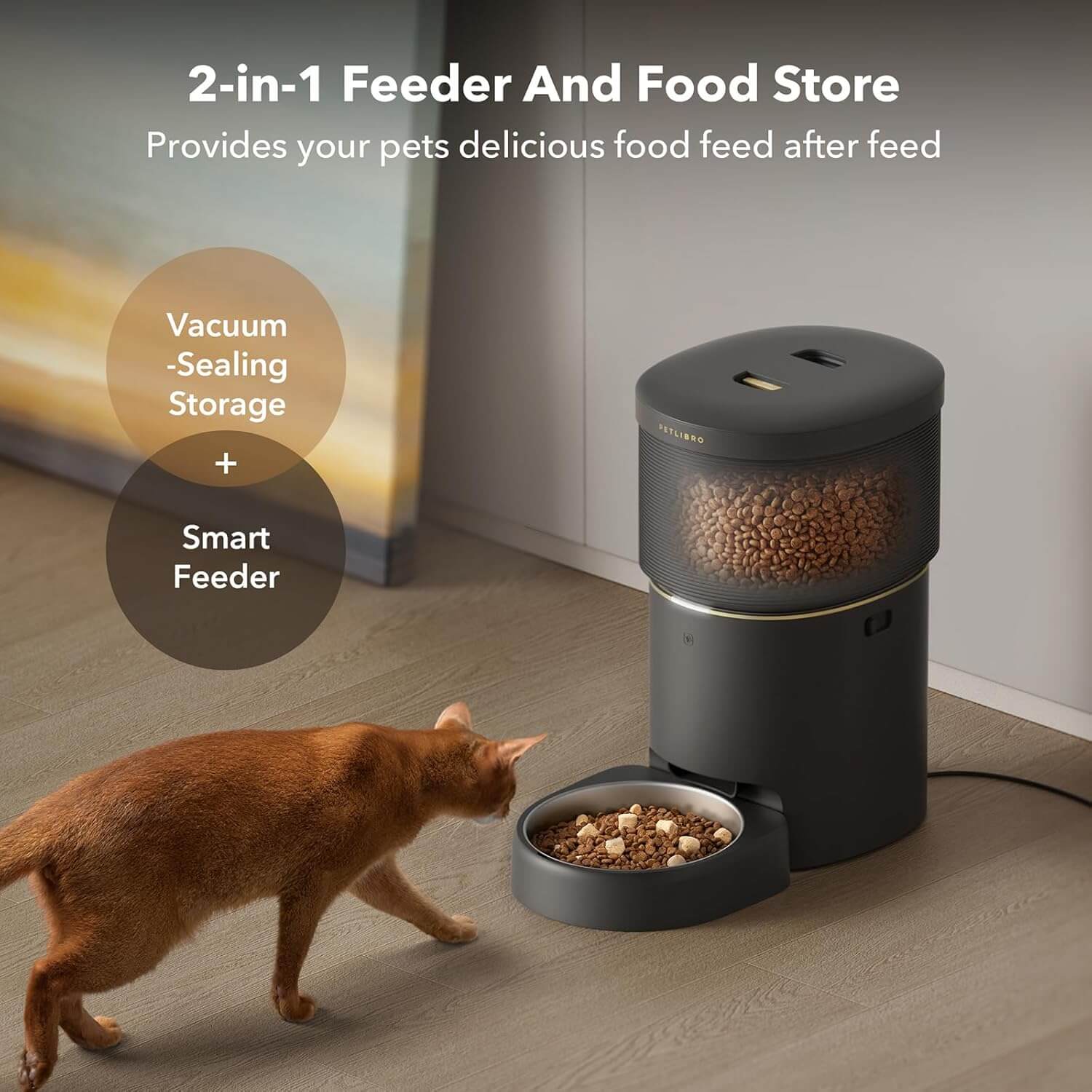 automatic pet feeder bowl with fresh kibble