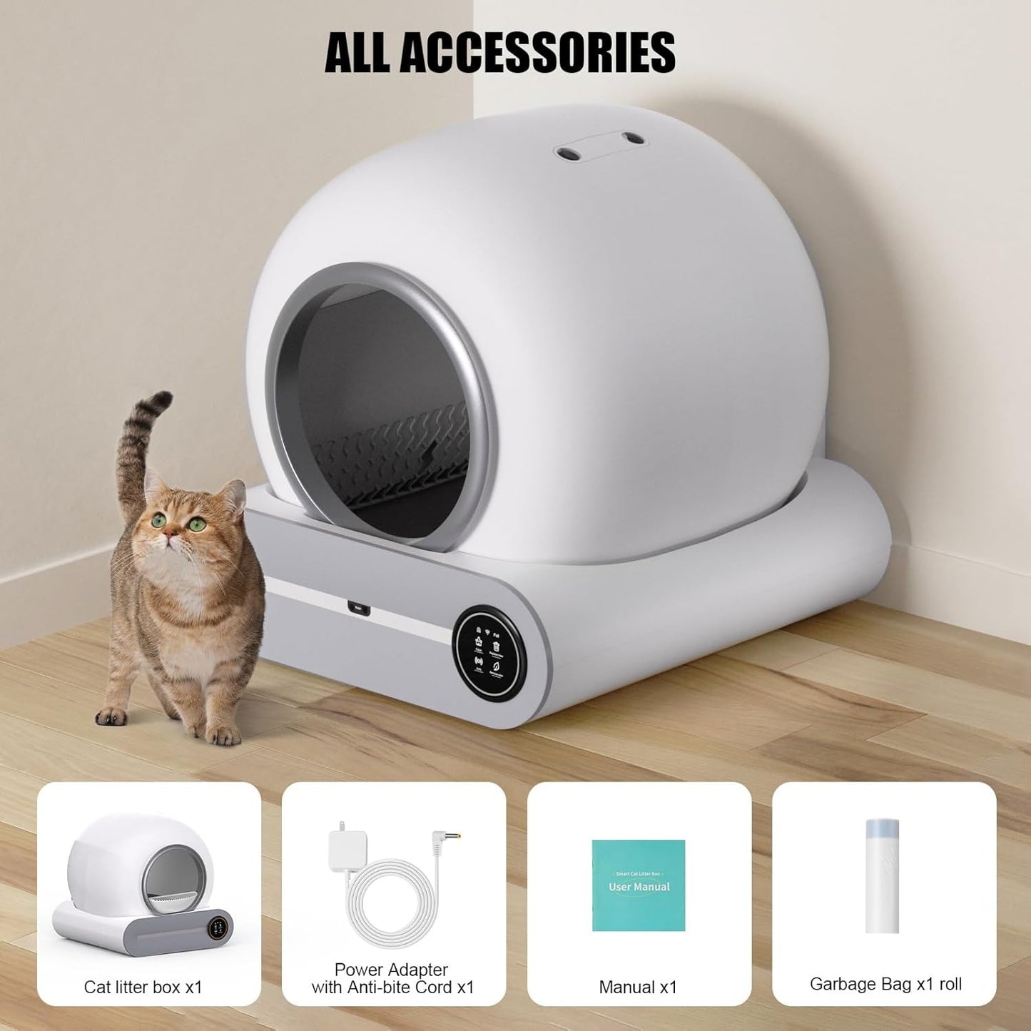 Automatic Self-Cleaning Cat Litter Box - 65L Large WiFi App Control