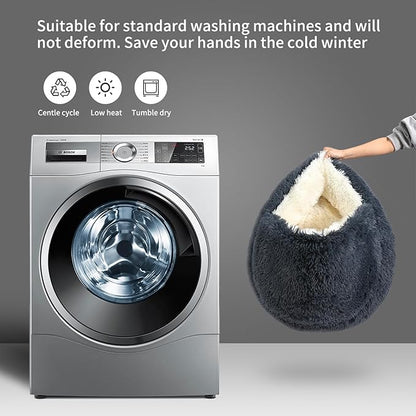 Hooded Cave Dog Bed Large | Plush Enclosed Bed