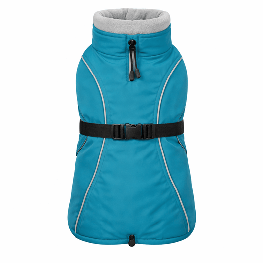 Waterproof fleece-lined dog coat for large dogs, featuring a durable outer layer and soft fleece interior.