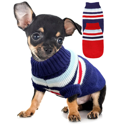 Christmas Dog Sweater 2 Pack - Soft Knit Sweaters for Small Dogs & Cats