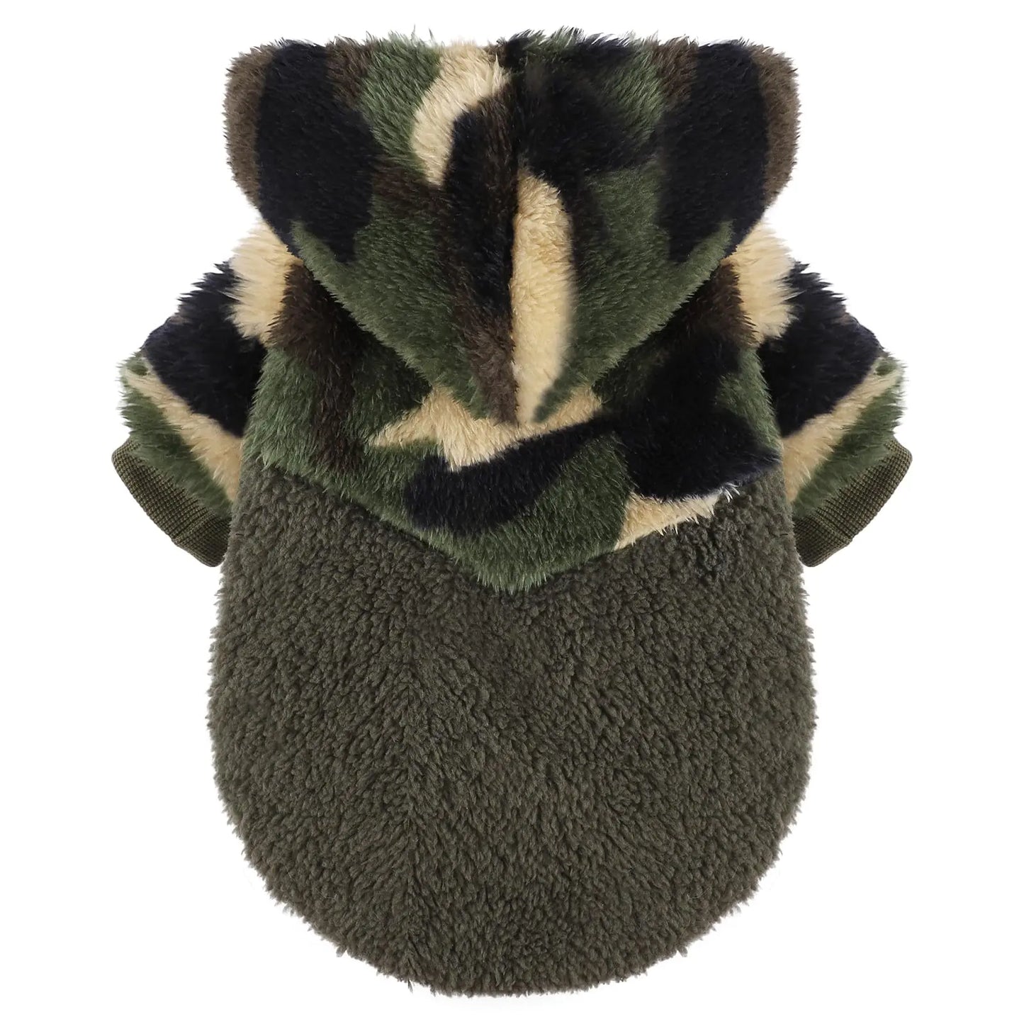 Fleece Dog Hoodie Camouflage - Warm Sweater for Small Dogs