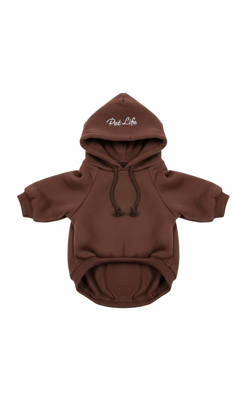 Brown dog hoodie - white background