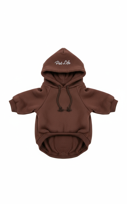 Brown dog hoodie - white background
