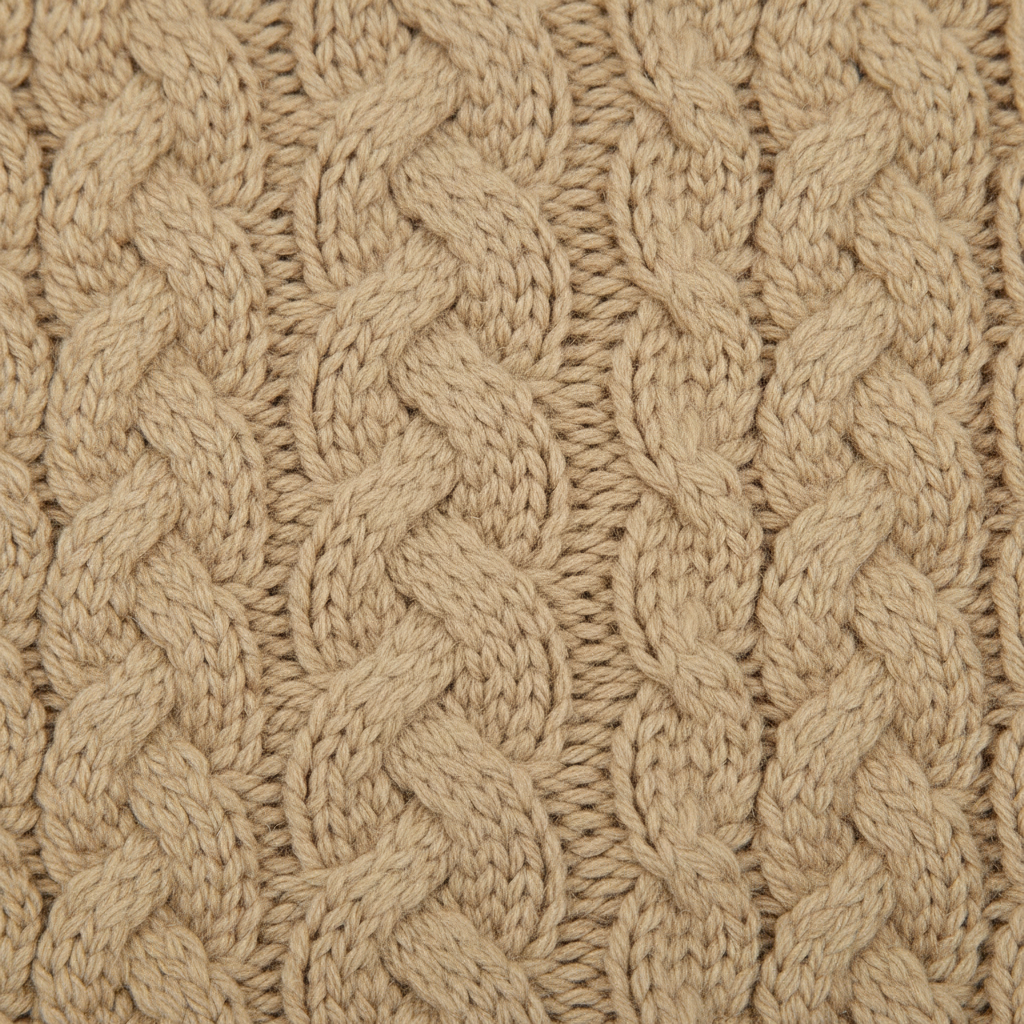 Cable knit fabric texture close-up