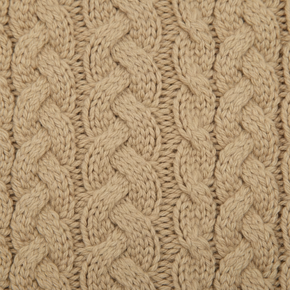 Cable knit fabric texture close-up