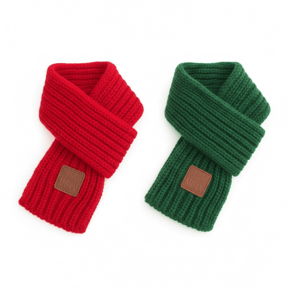 Winter Dog Scarf 2-Pack – Red & Green | Festive Knit - Cozy knit scarves for pets.