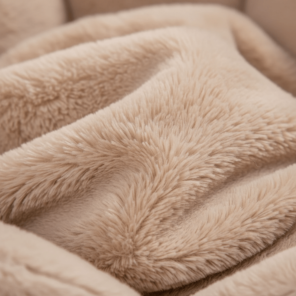 Faux rabbit fur texture of flower petal cat bed