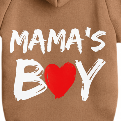 Pet Hoodie - Soft Sweatshirt for Small Dogs & Cats featuring playful 'MAMA'S BOY' design.
