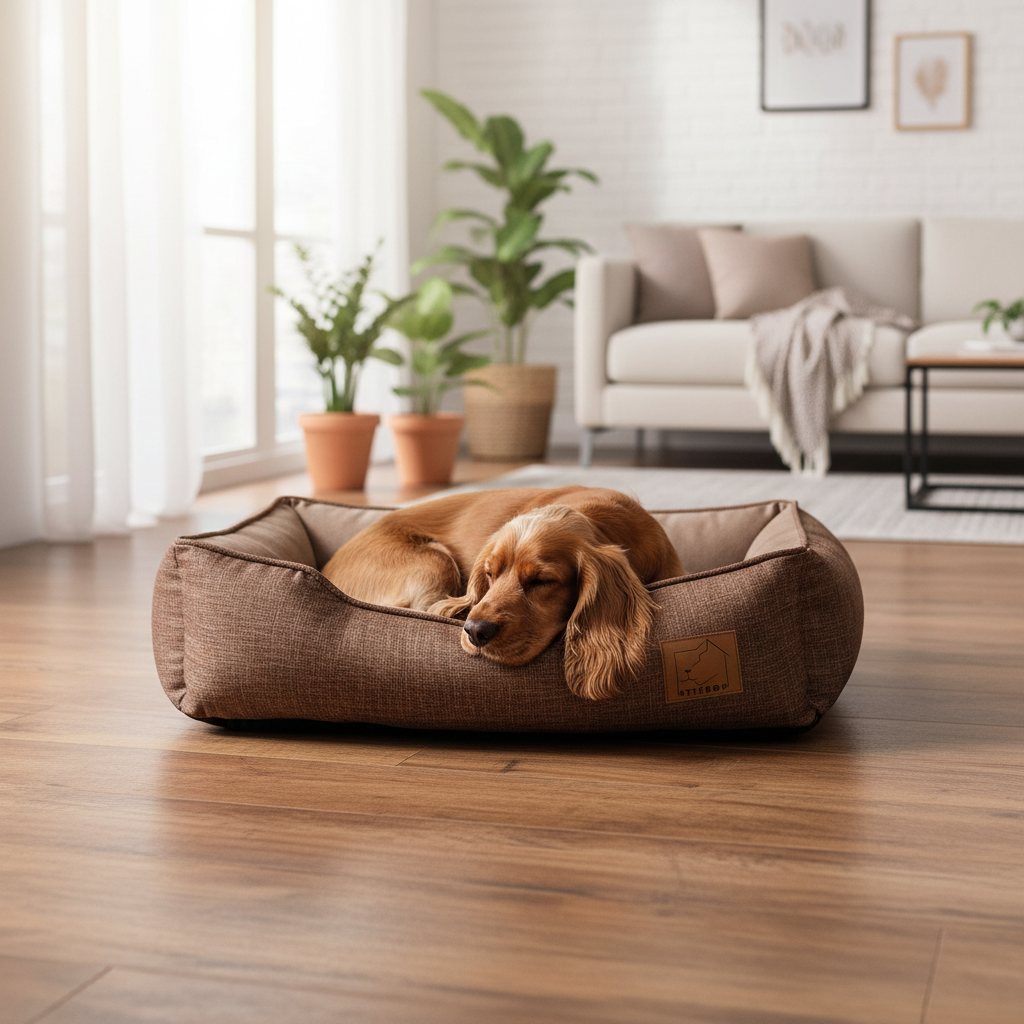 Cocker Spaniel in Brown Dog Bed Living Room