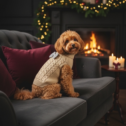 Dark velvet sofa warm setting
