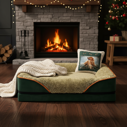 Dog Bed Winter Scene