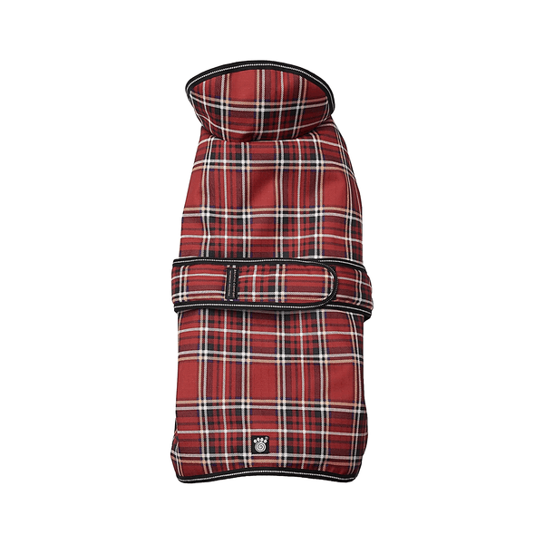Red plaid dog coat on a white background plaid dog coat on a white background