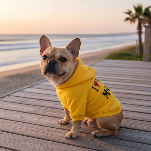 Franse Bulldog bij strand