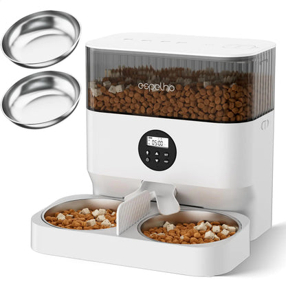 Espalho pet feeder with food bowls on a white background