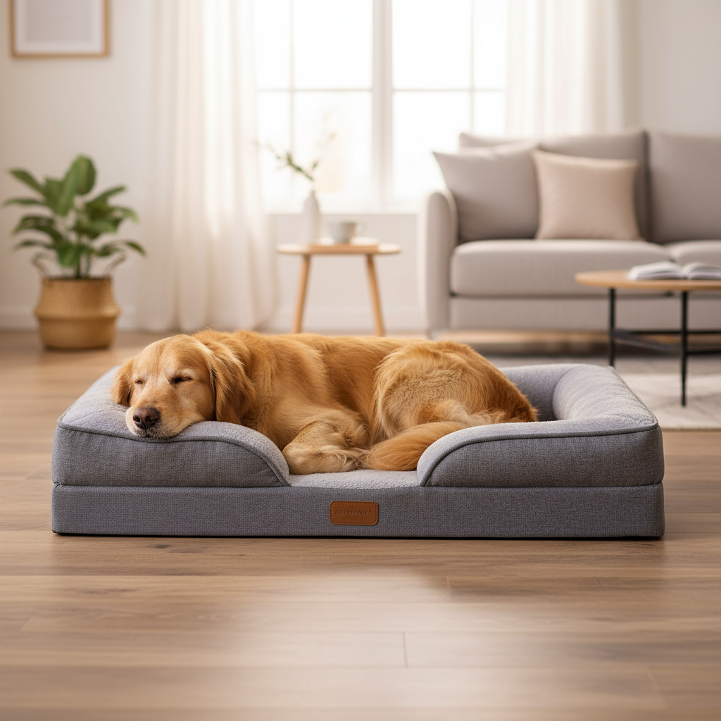 Golden Retriever on Orthopedic Dog Bed
