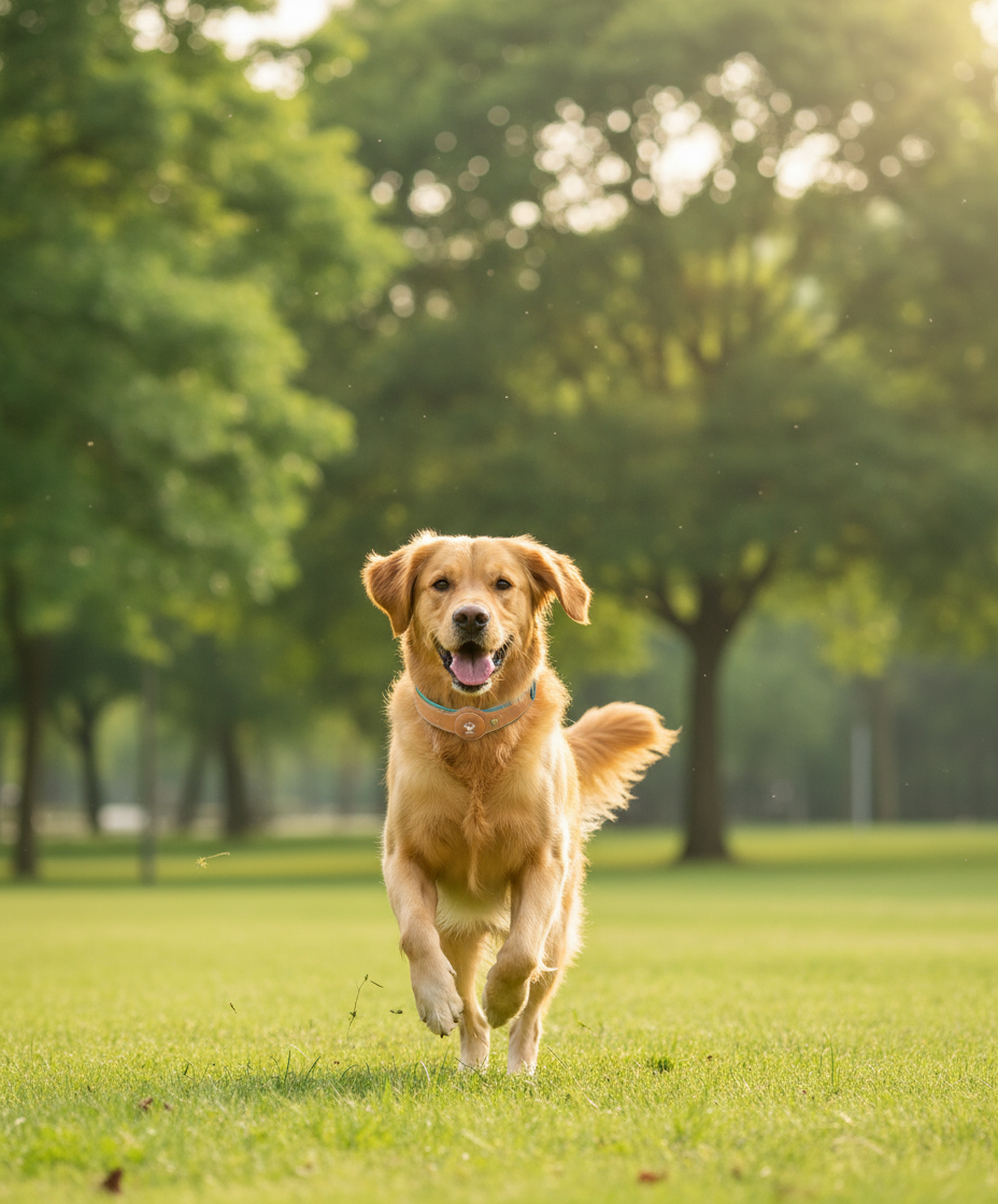 GPS tracker collar - hond in park