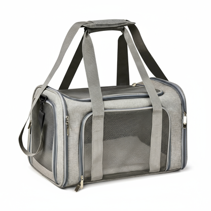 Grijze pet carrier wit