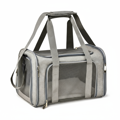 Grijze pet carrier wit