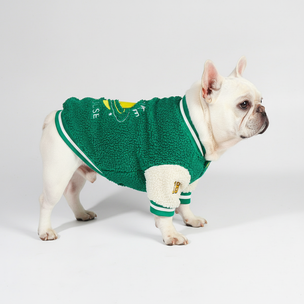 Groene baseball jas voorkant