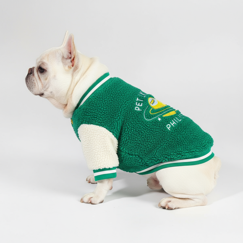 Groene baseball jas zijkant