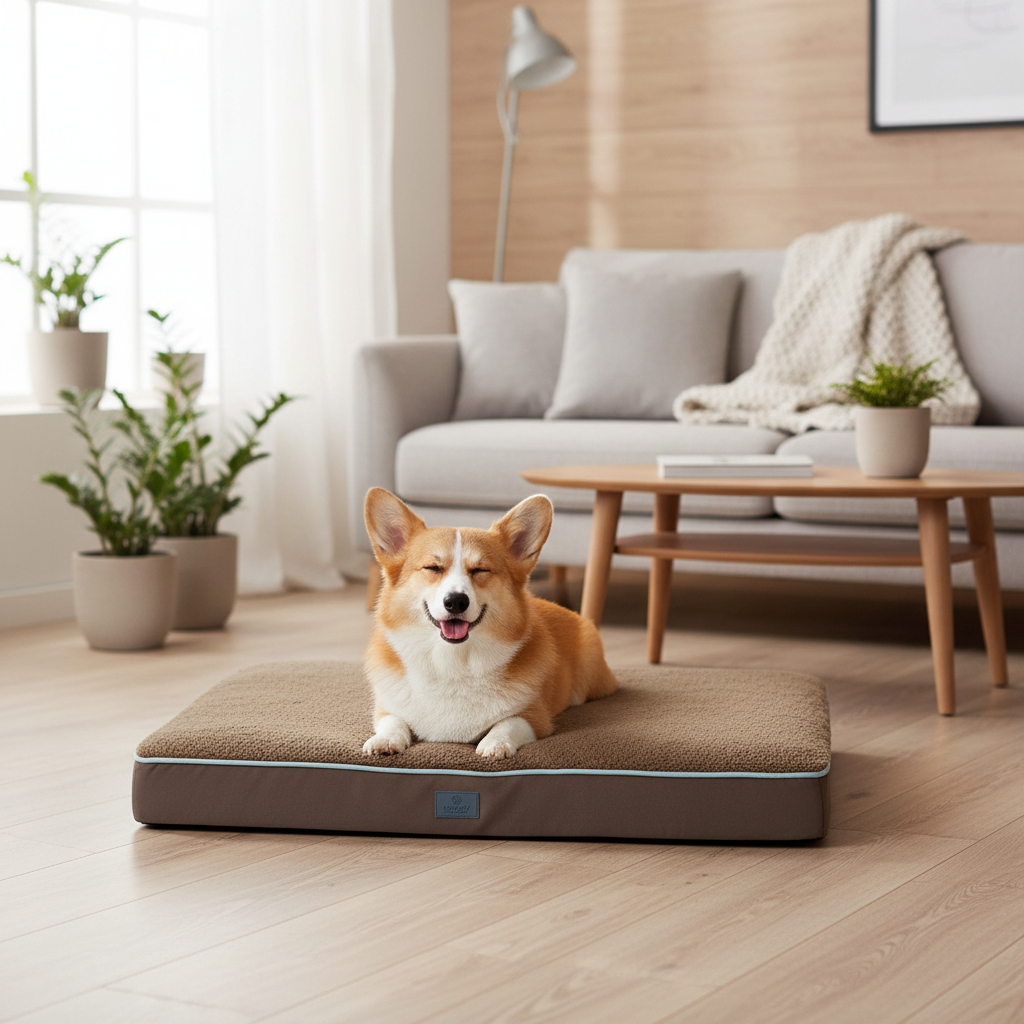 Hondenbed in warme woonkamer