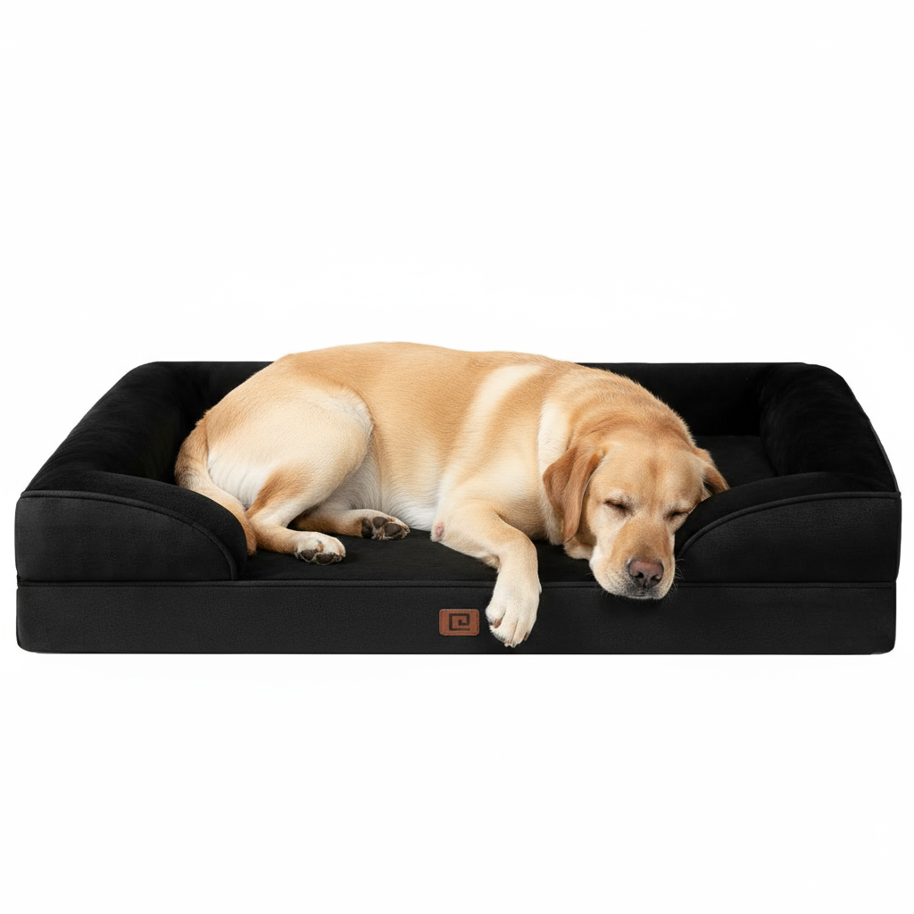 Labrador Retriever on Black XL Bed