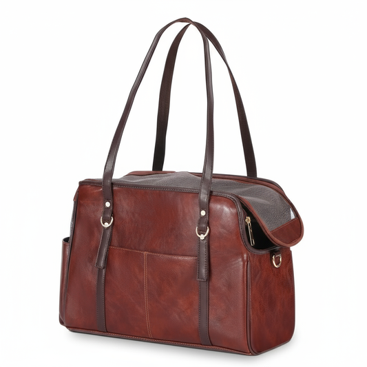 Leather carrier on white background