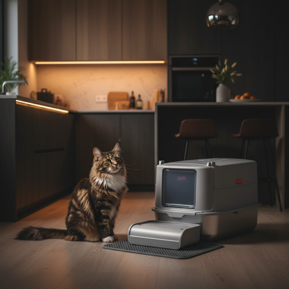 Maine Coon in Warm Kitchen