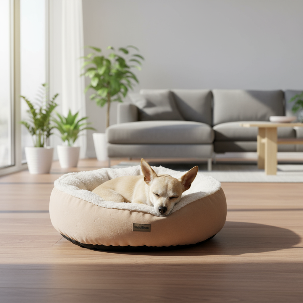 MoNiBloom bed - dog in living room