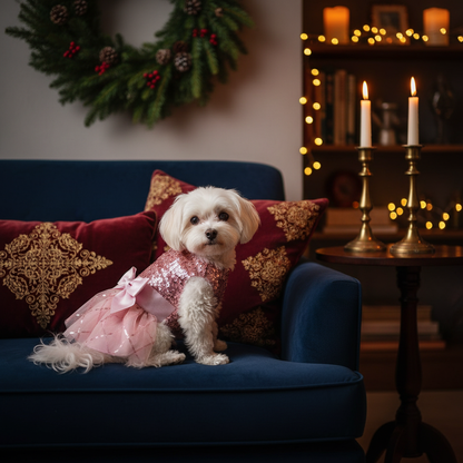 Navy velvet couch warm setting