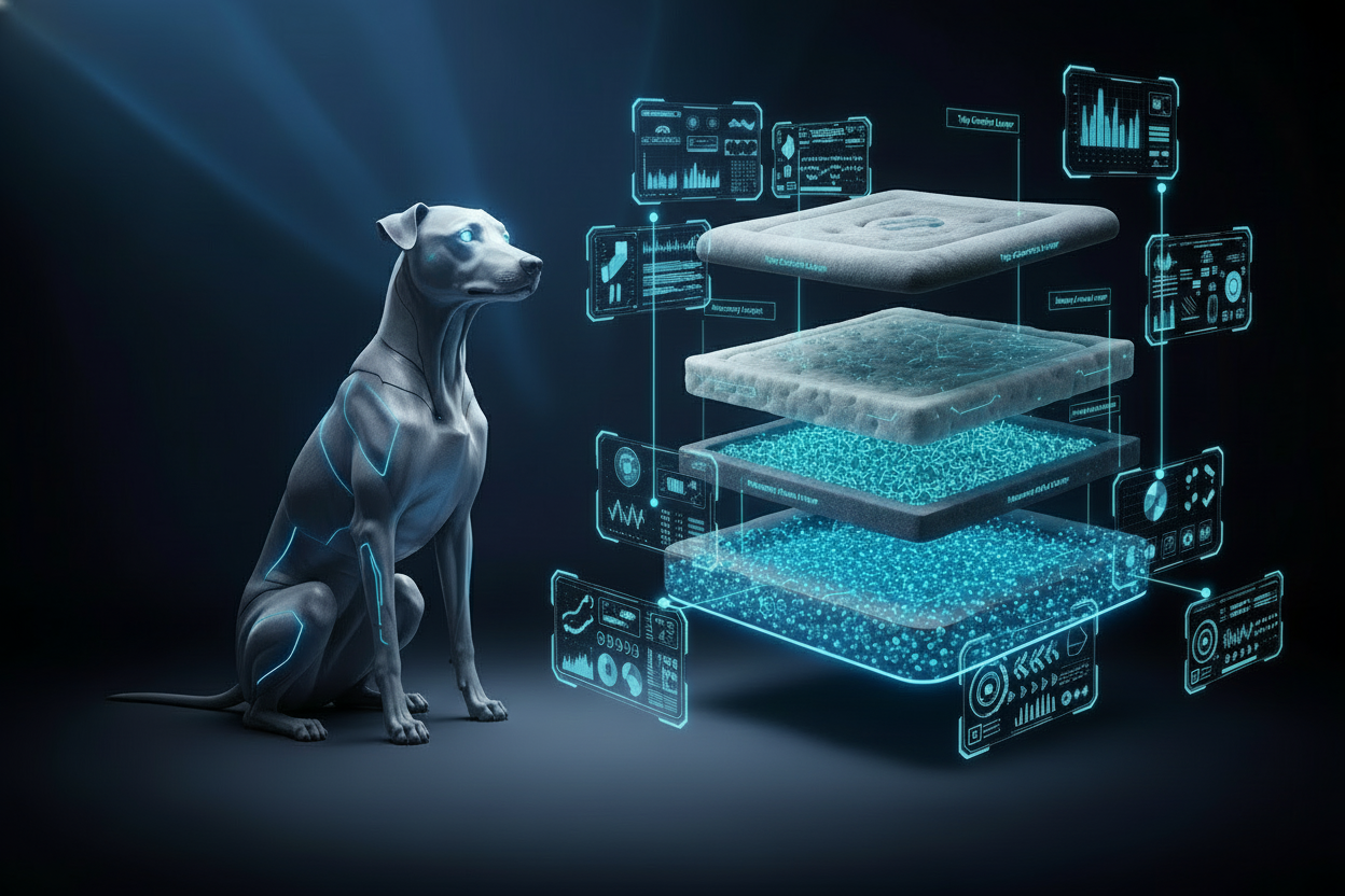 Orthopedic bed 3-layer exploded view without text