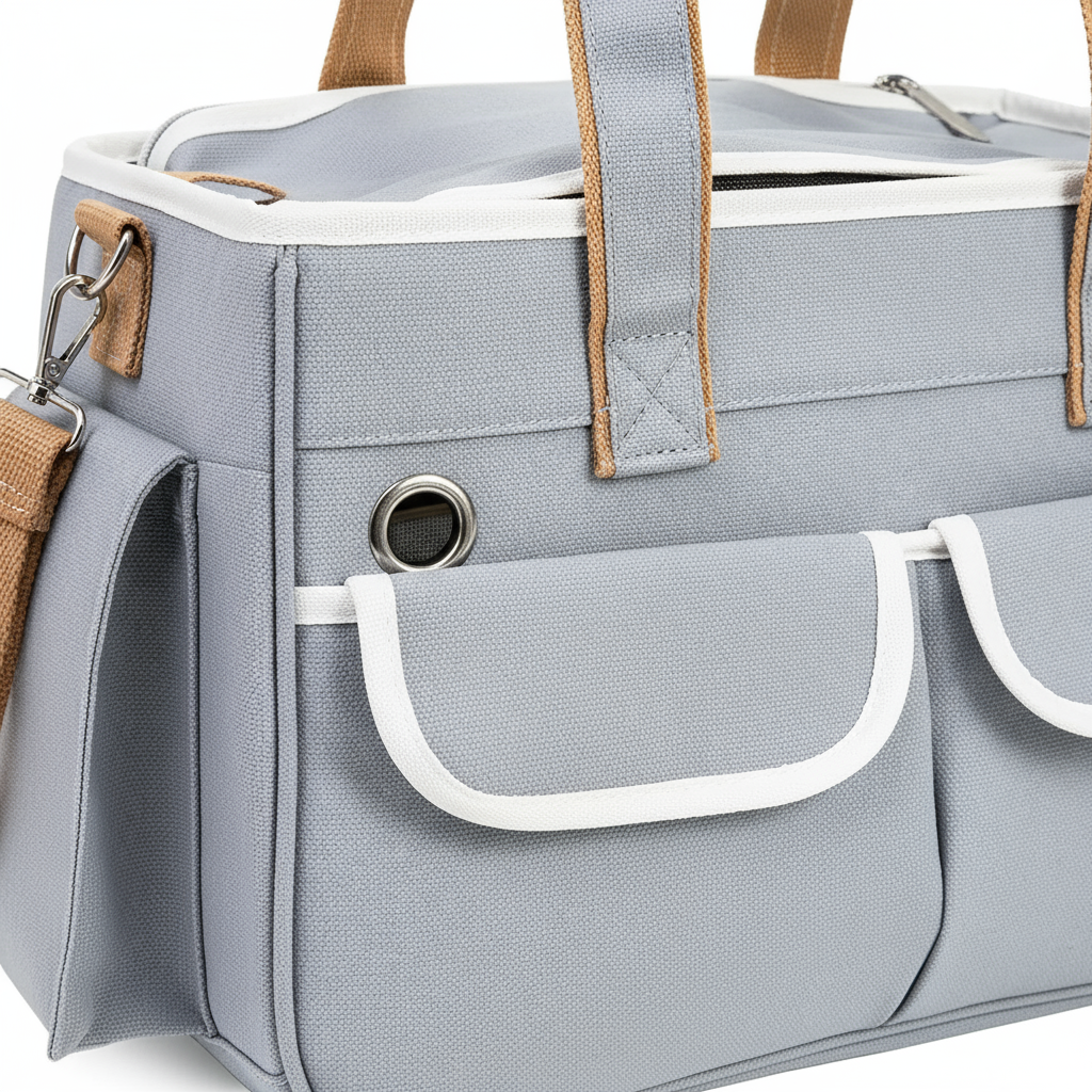 Pet carrier close-up details