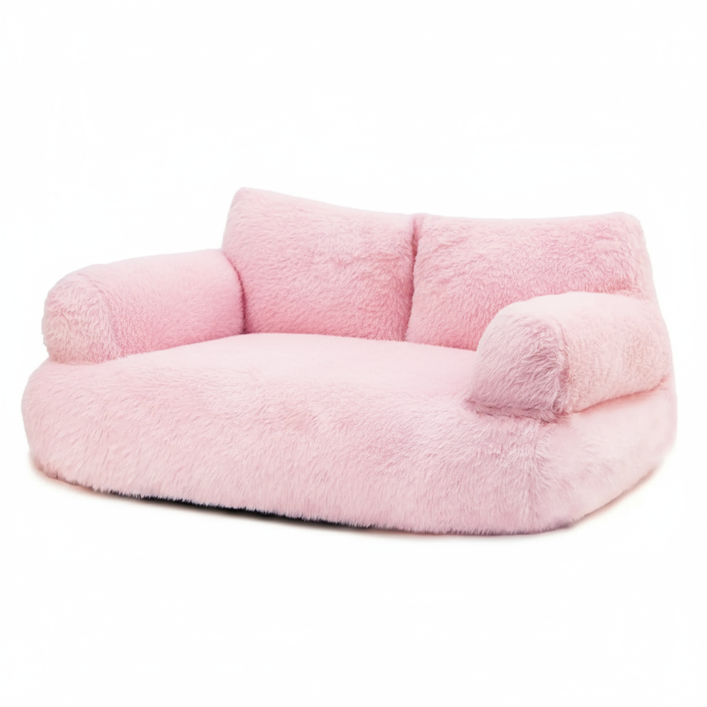 Pink pet couch - white background
