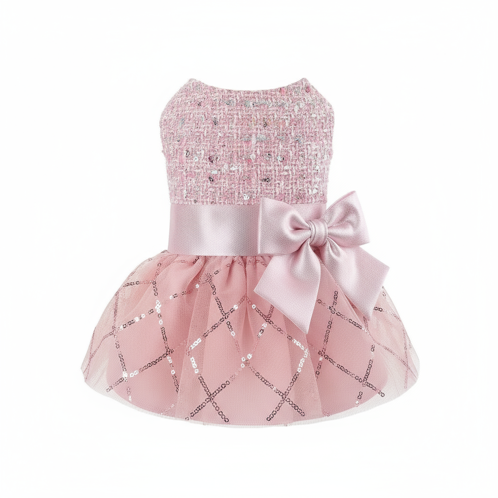 Pink sequin dress product shot