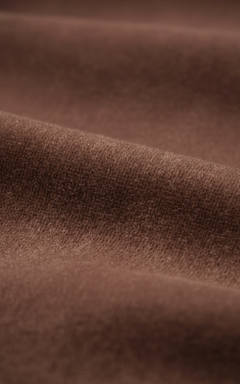 Premium brown plush cotton fabric detail