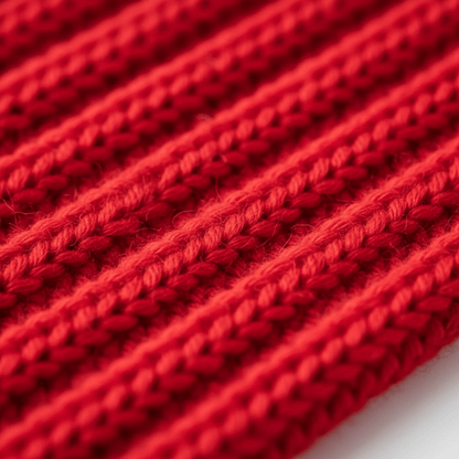 Winter Dog Scarf 2-Pack – Red & Green | Festive Knit - close-up of cozy red knit fabric.