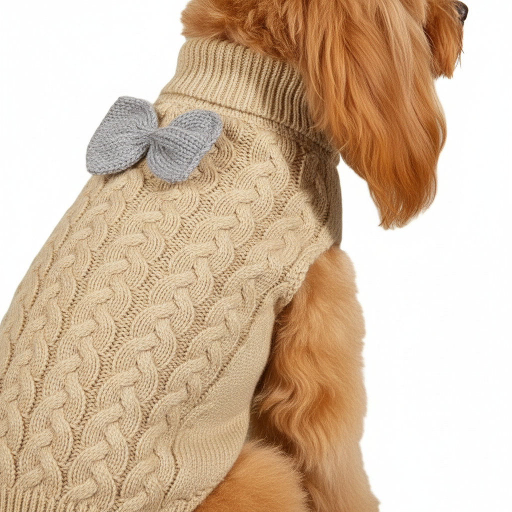 Side view cable knit detail