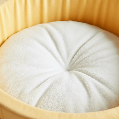 Soft plush interior cushion of japanese barrel cat bed