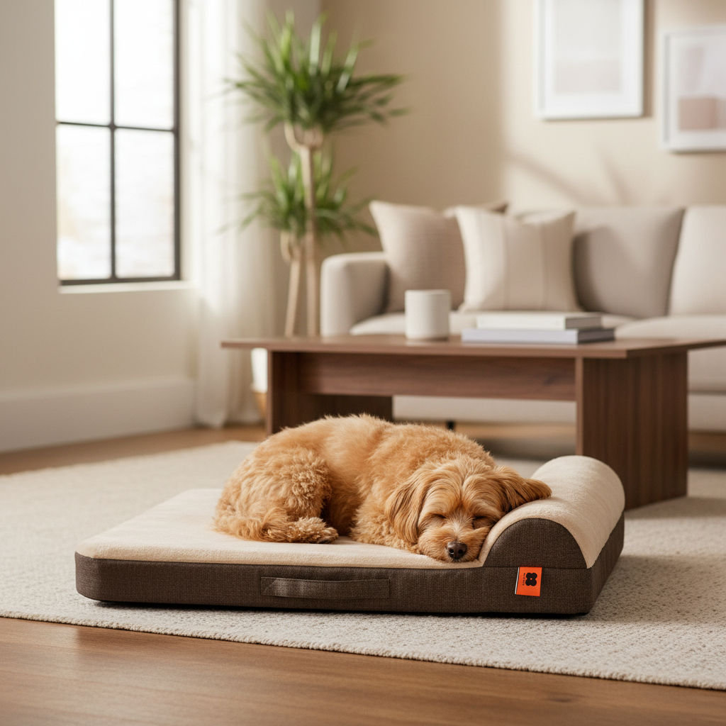 Terrier op hondenbed