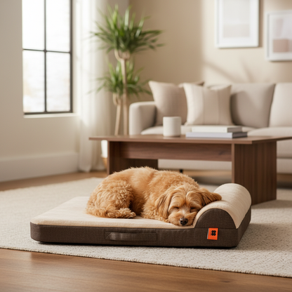 Terrier op hondenbed