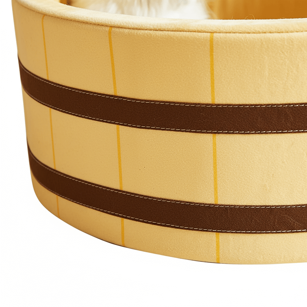 Wooden construction detail of japanese barrel cat bed